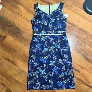 Donna Rico vintage floral  Sleeveless Dress in Blue and Green
